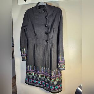 Plenty by Tracy Reese Black Coat with Vibrant Patterns